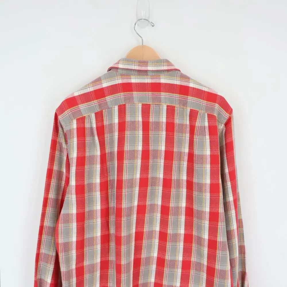 NWT J.Crew Wallace & Barnes Cotton Twill Workshirt Reggie Red Grey Plaid Large